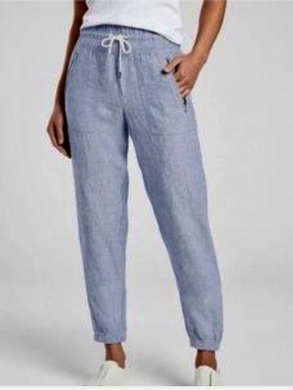 Athleta cabo linen jogger pants chambray blue 6T & 10